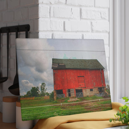 U R There Photography Elba Road Red III Rustic Farmhouse Tempered-Glass Cutting Board