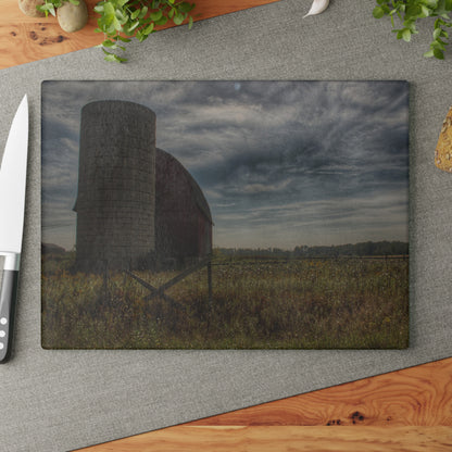U R There Photography Mushroom Road Red I Rustic Farmhouse Tempered-Glass Cutting Board