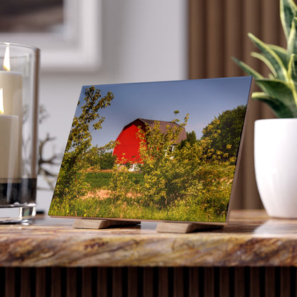 U R There Photography Beyond the Bushes Red Rustic Farmhouse Decorative Ceramic Tile