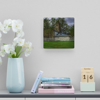 U R There Photography Grange Hall Road Whitewash Grey Rustic Farmhouse Acrylic Analog Wall Clock