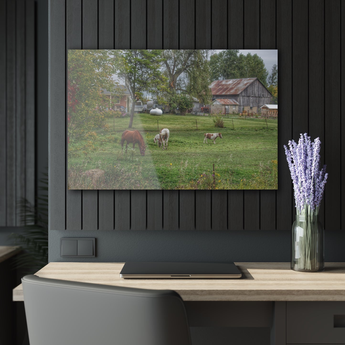 U R There Photography Front Yard Ponies Rustic Farmhouse Acrylic Wall Print