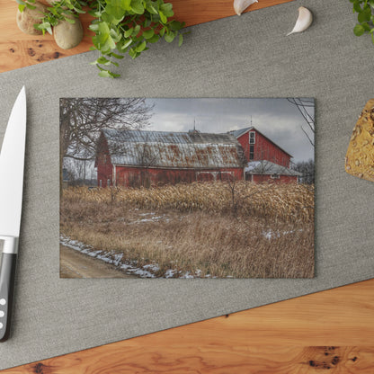U R There Photography Edward Road Reds Rustic Farmhouse Tempered-Glass Cutting Board