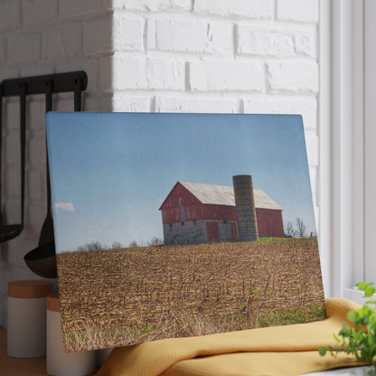 U R There Photography Lee Hill Road Block Red Rustic Farmhouse Tempered-Glass Cutting Board