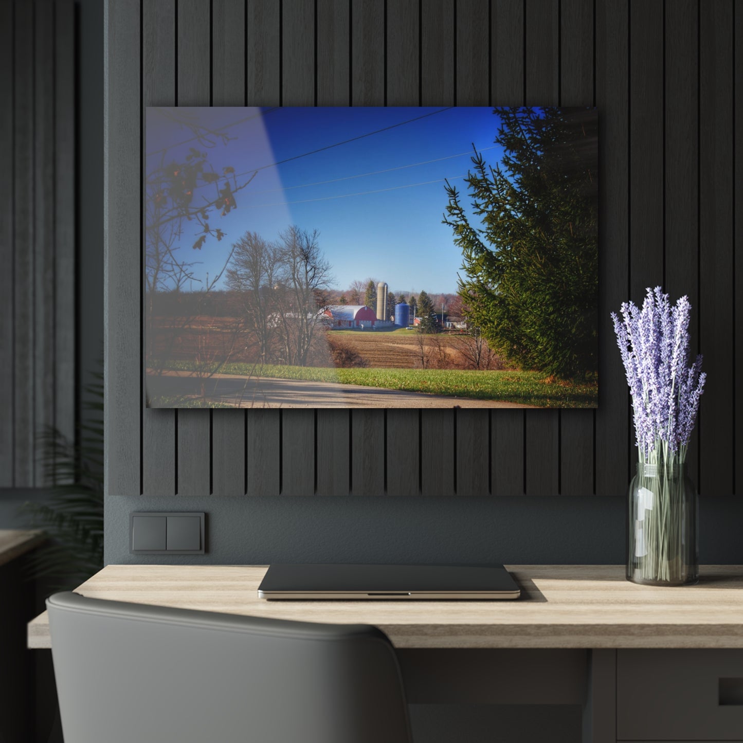 Rustic Farmhouse Wall Print Featuring Across the Field on Brocker Road