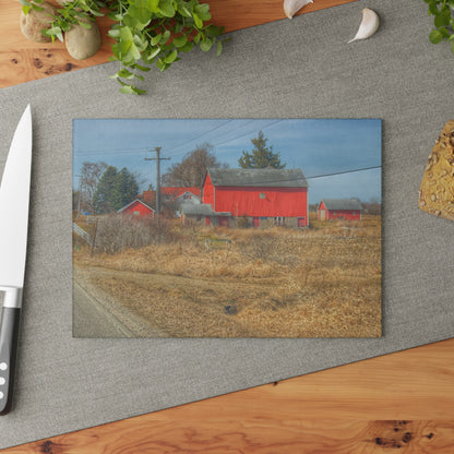 U R There Photography West Brown Road Red Rustic Farmhouse Tempered-Glass Cutting Board