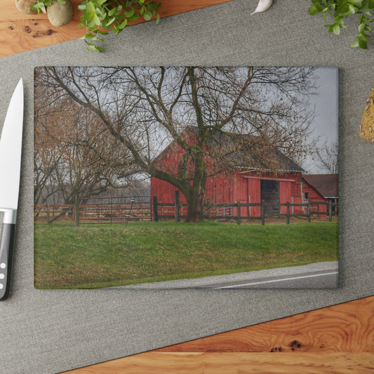U R There Photography M-21 Roadside Stable I Rustic Farmhouse Tempered-Glass Cutting Board