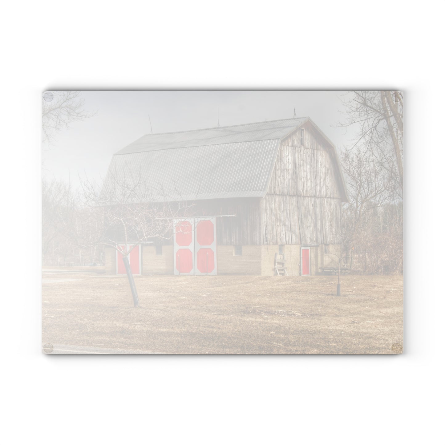 U R There Photography Sheridan Road Grey Rustic Farmhouse Tempered-Glass Cutting Board
