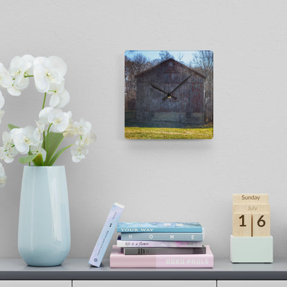 U R There Photography M-15 Red Rustic Farmhouse Acrylic Analog Wall Clock