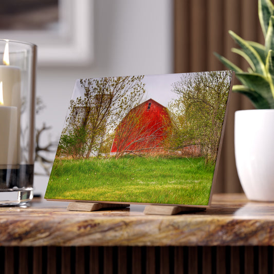 U R There Photography Castle Corner Red I Rustic Farmhouse Decorative Ceramic Tile