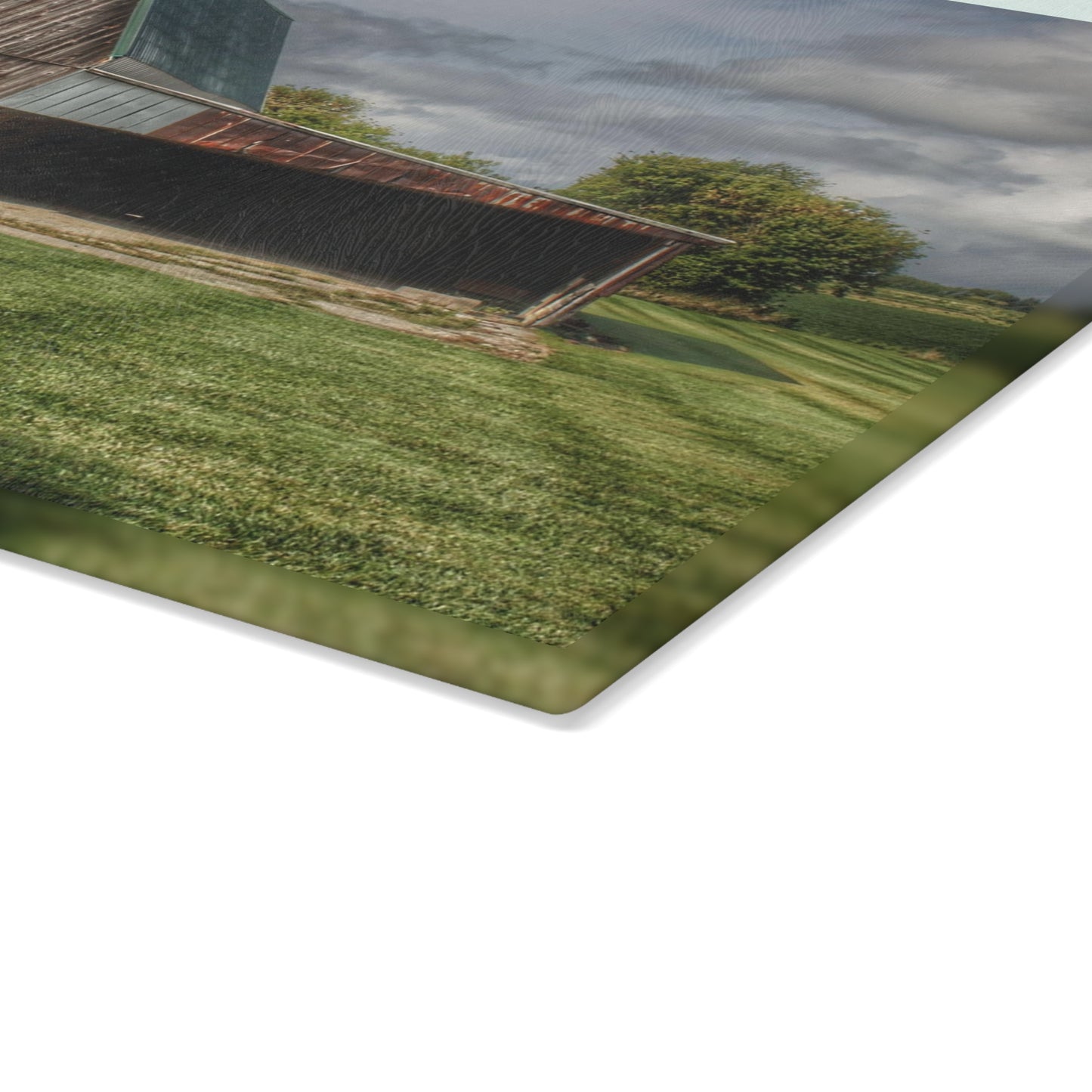 U R There Photography Bishop Grey II Rustic Farmhouse Tempered-Glass Cutting Board 11"x 15"