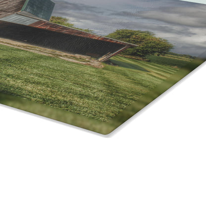 U R There Photography Bishop Grey II Rustic Farmhouse Tempered-Glass Cutting Board 11"x 15"