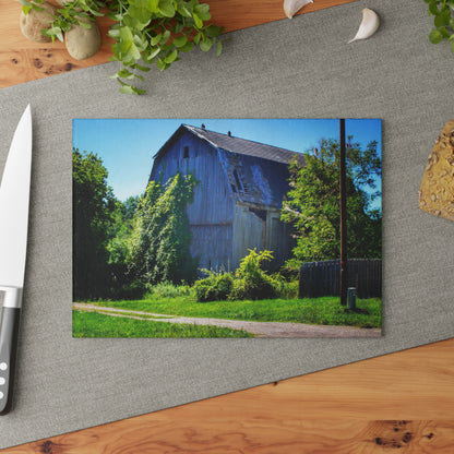 U R There Photography Dryden Road Grey Rustic Farmhouse Tempered-Glass Cutting Board