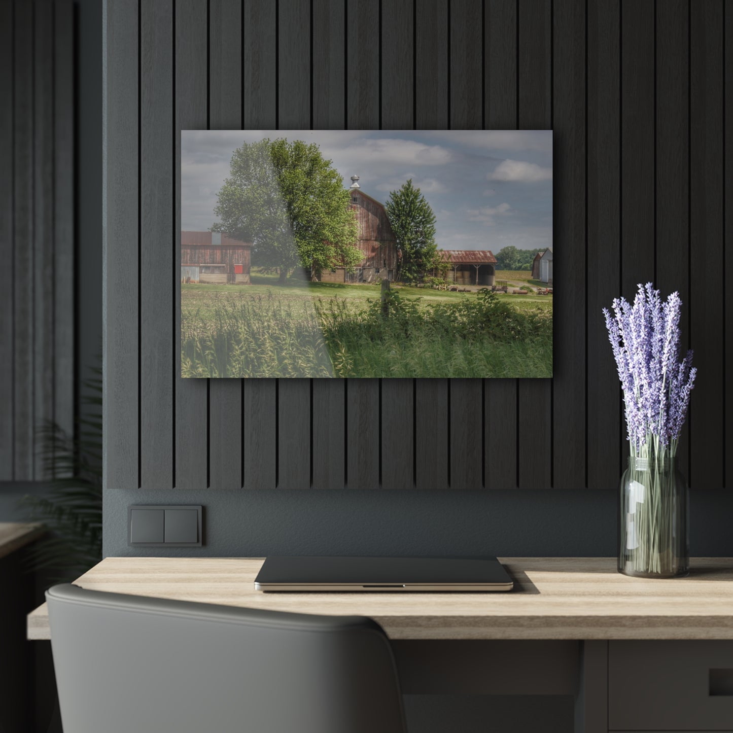 U R There Photography Ross Road Red Rustic Farmhouse Acrylic Wall Print 14 "x 11"