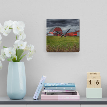 U R There Photography Castle Road Reds Rustic Farmhouse Acrylic Analog Wall Clock