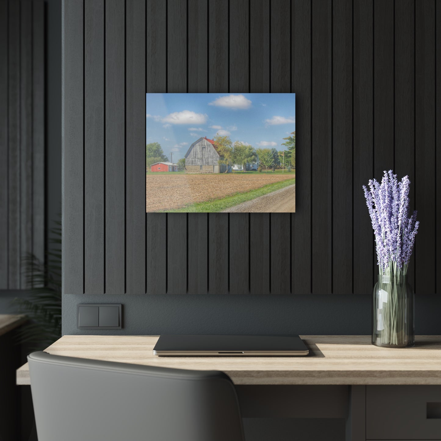 U R There Photography Sheridan Line Road Grey I Rustic Farmhouse Acrylic Wall Print
