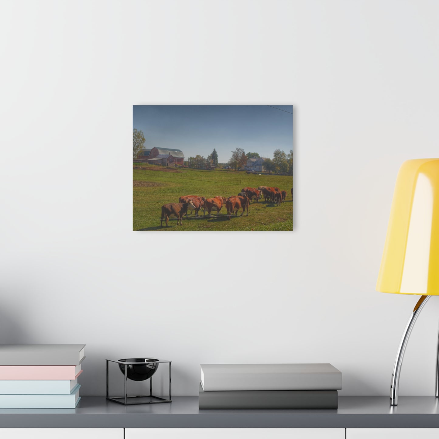U R There Photography Plain Road Farm and Cows Rustic Farmhouse Acrylic Wall Print
