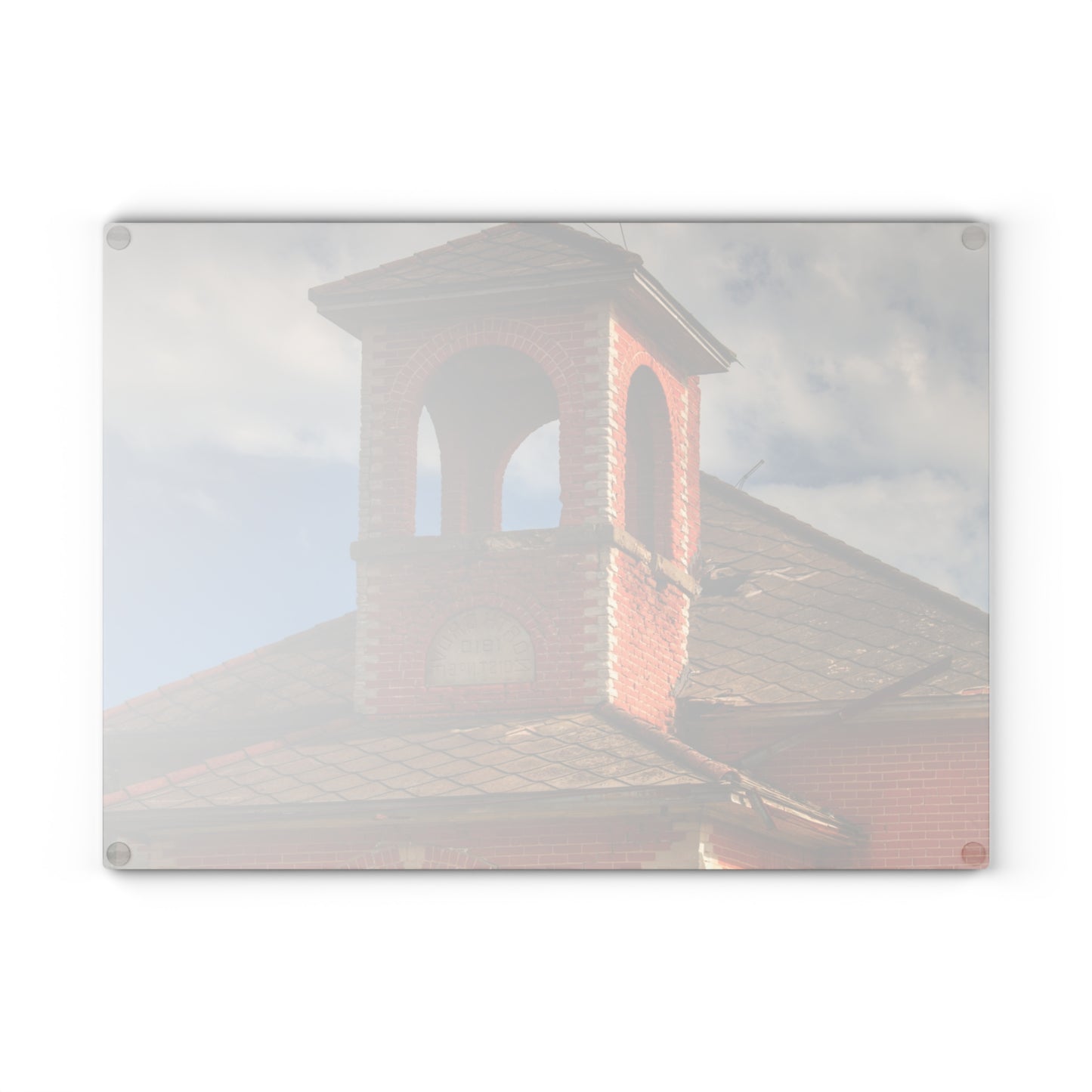 U R There Photography North Grove Road Schoolhouse II Rustic Farmhouse Tempered-Glass Cutting Board