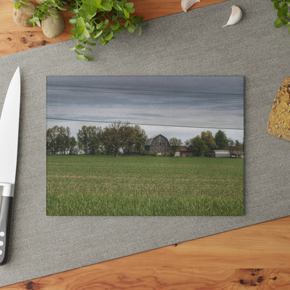 U R There Photography Old Grey Across the Field Rustic Farmhouse Tempered-Glass Cutting Board
