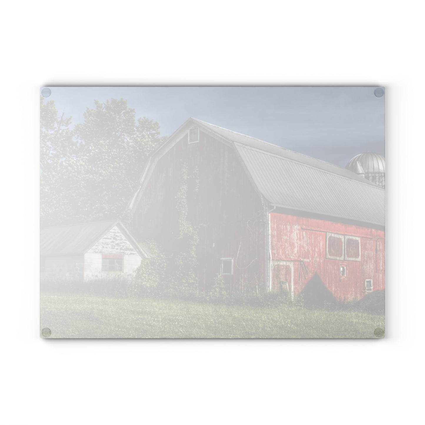 U R There Photography Stanley Road Red in Summer I Rustic Farmhouse Tempered-Glass Cutting Board