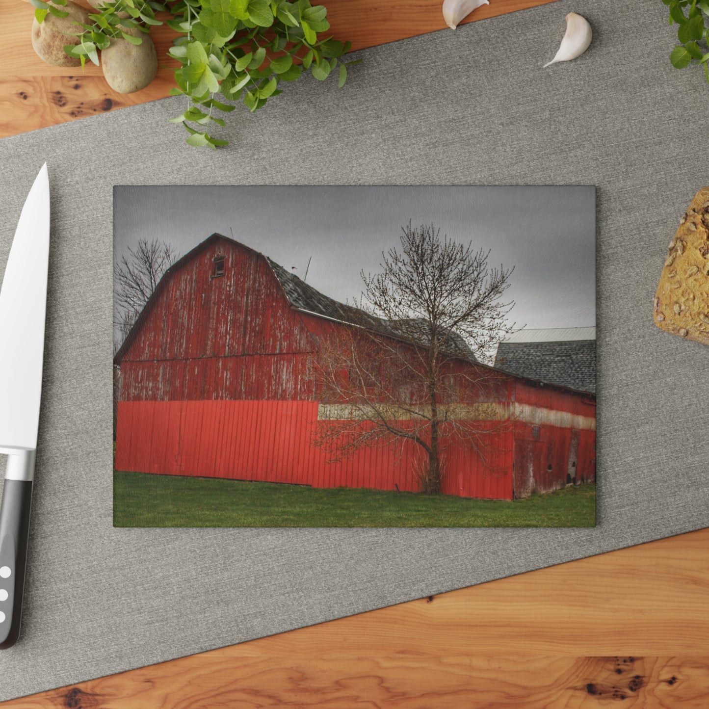 U R There Photography Almont Reds Rustic Farmhouse Tempered-Glass Cutting Board