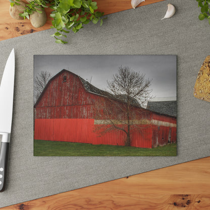 U R There Photography Almont Reds Rustic Farmhouse Tempered-Glass Cutting Board