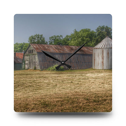 U R There Photography Hough Road Green Quonset I Rustic Farmhouse Acrylic Analog Wall Clock