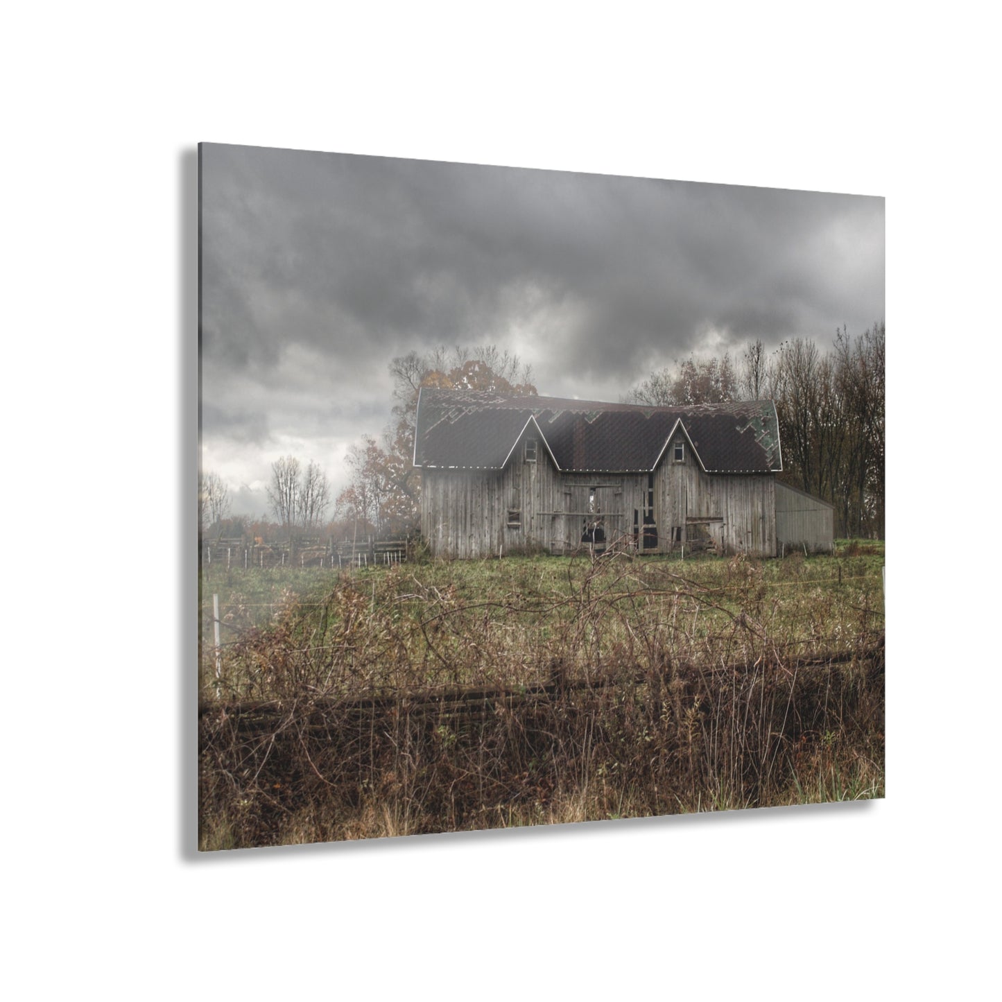 U R There Photography Green Road Grey Rustic Farmhouse Acrylic Wall Print