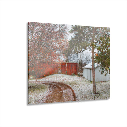 U R There Photography North Lake Pleasant Road Hidden Red Rustic Farmhouse Acrylic Wall Print