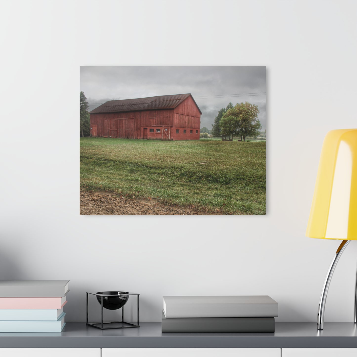 U R There Photography Birch Road Red Rustic Farmhouse Acrylic Wall Print