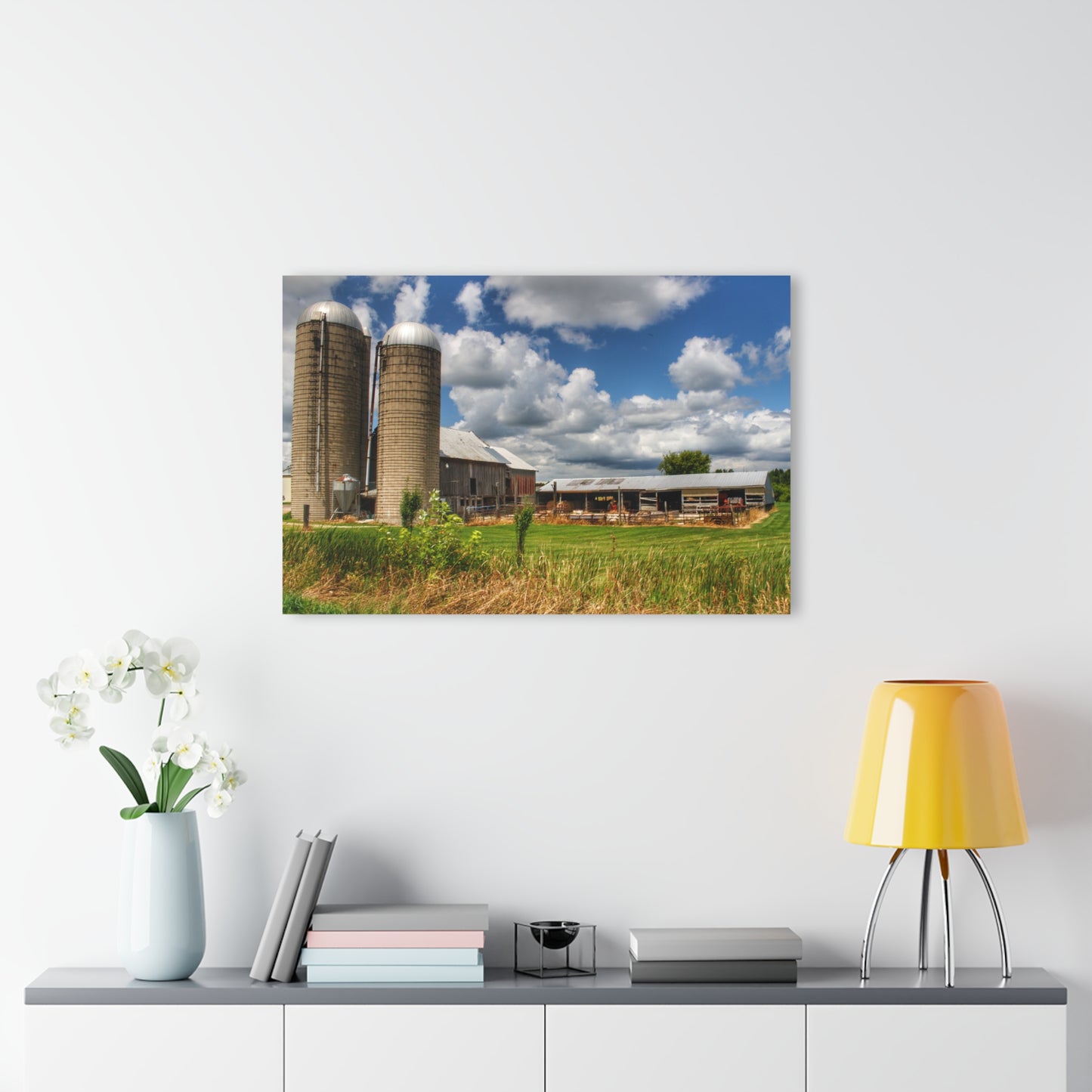 U R There Photography Millington Grey and Silos Rustic Farmhouse Acrylic Wall Print