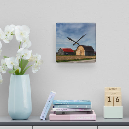 U R There Photography Unionville Center Street Greys Rustic Farmhouse Acrylic Analog Wall Clock