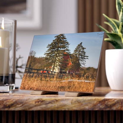 U R There Photography Blood Road Red I Rustic Farmhouse Decorative Ceramic Tile