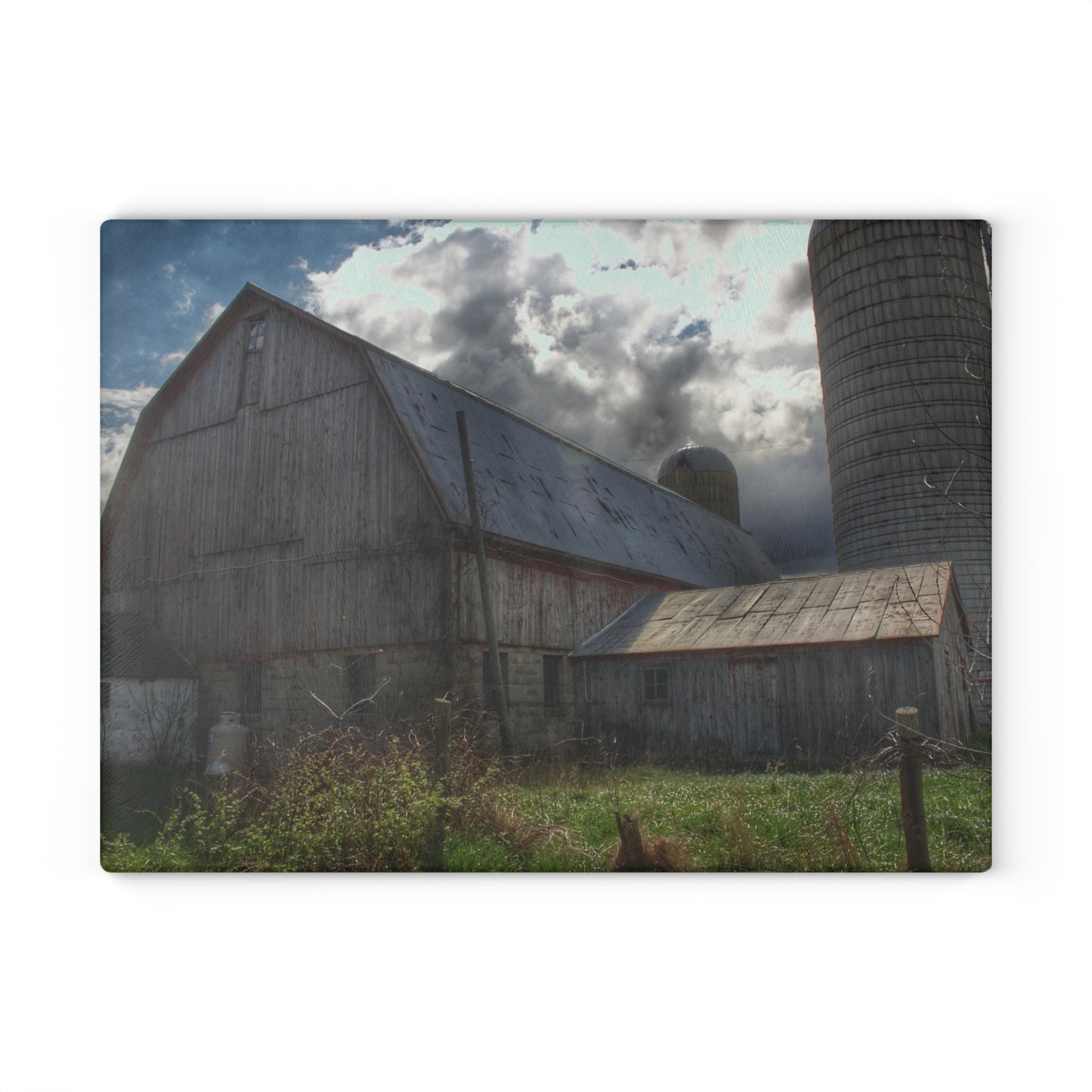 U R There Photography Sandusky Grey II Rustic Farmhouse Tempered-Glass Cutting Board
