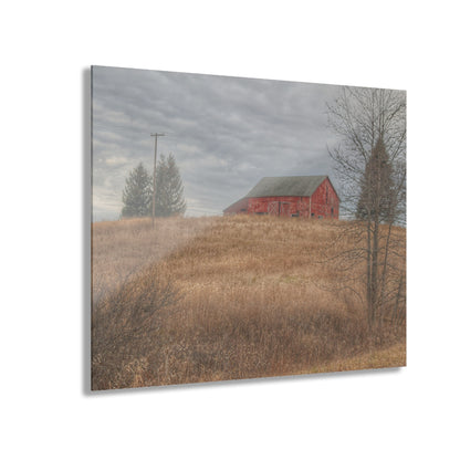 U R There Photography Grey Road Hillside Red I Rustic Farmhouse Acrylic Wall Print