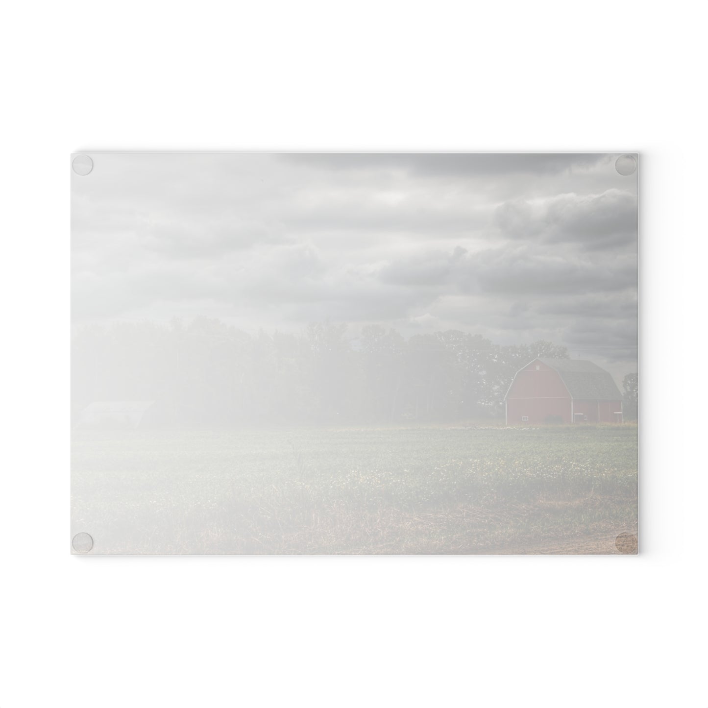 U R There Photography Weyer Road Red and Quonset Rustic Farmhouse Tempered-Glass Cutting Board