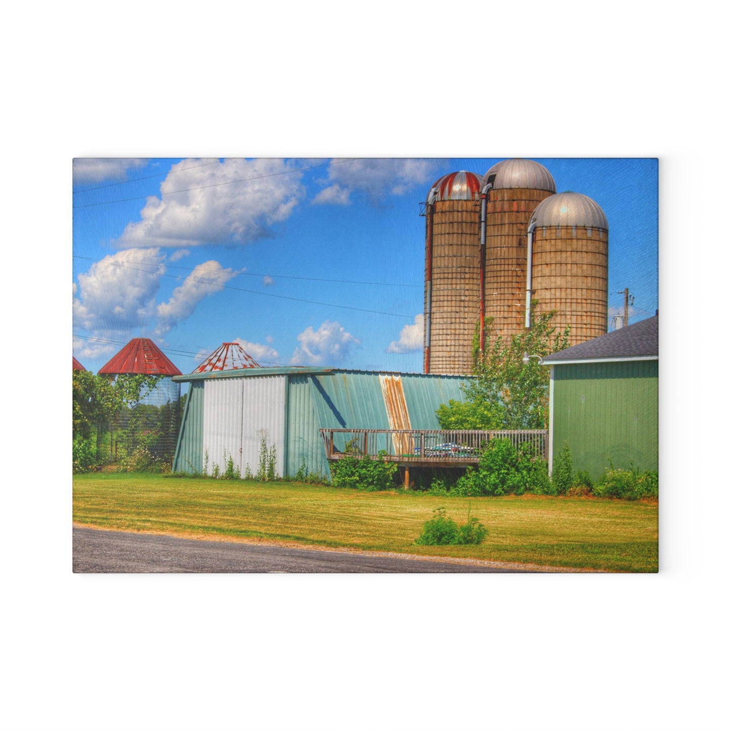 U R There Photography Morrish Road Silos I Rustic Farmhouse Tempered-Glass Cutting Board