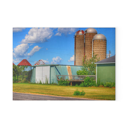 U R There Photography Morrish Road Silos I Rustic Farmhouse Tempered-Glass Cutting Board
