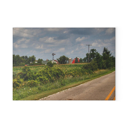 U R There Photography Across the Field in Elba I Rustic Farmhouse Tempered-Glass Cutting Board
