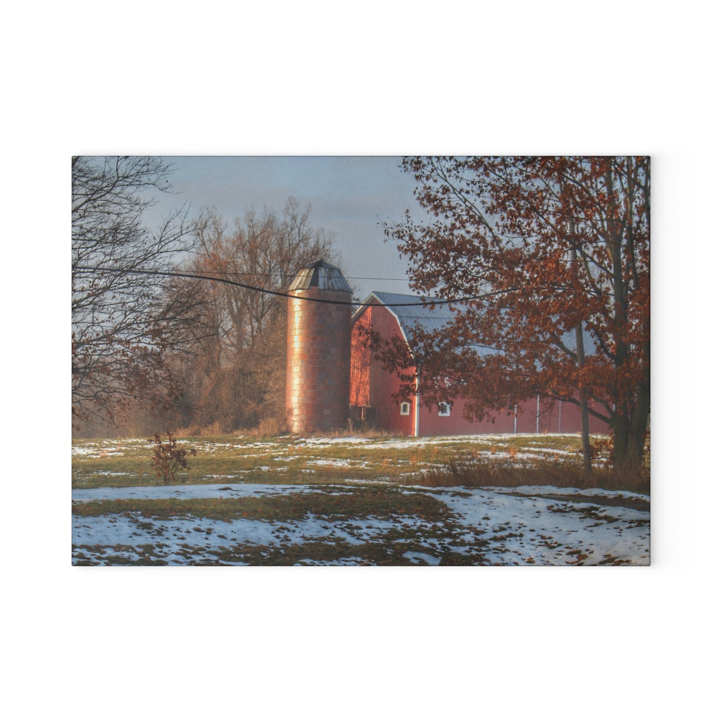 U R There Photography Vienna Road Red Rustic Farmhouse Tempered-Glass Cutting Board