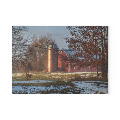 U R There Photography Vienna Road Red Rustic Farmhouse Tempered-Glass Cutting Board