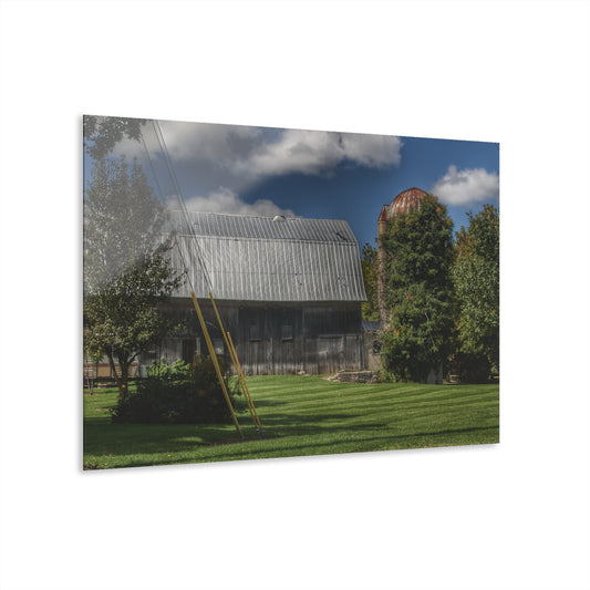 U R There Photography Ludwig Road Summer Grey and Silo Rustic Farmhouse Acrylic Wall Print