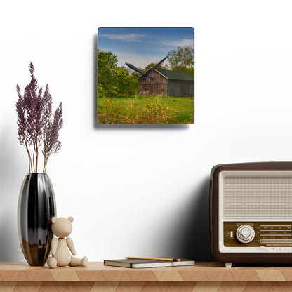 U R There Photography North Branch Little Grey Rustic Farmhouse Acrylic Analog Wall Clock