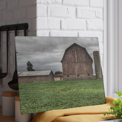 U R There Photography Van Geisen Road Grey Rustic Farmhouse Tempered-Glass Cutting Board