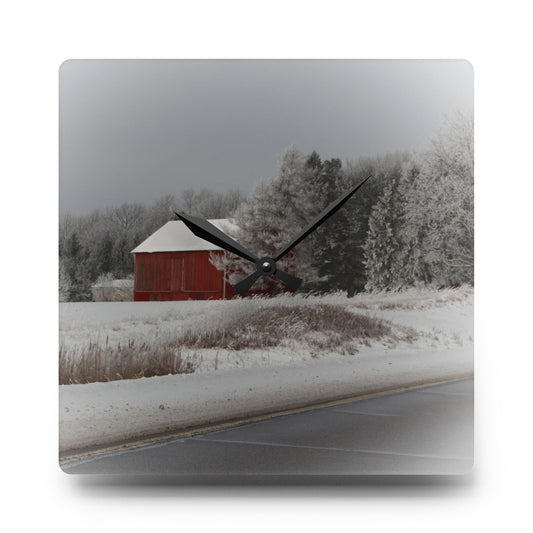 Farm on the Curve Rustic Farmhouse Acrylic Analog Wall Clock 10.75'' × 10.75'' (Square)
