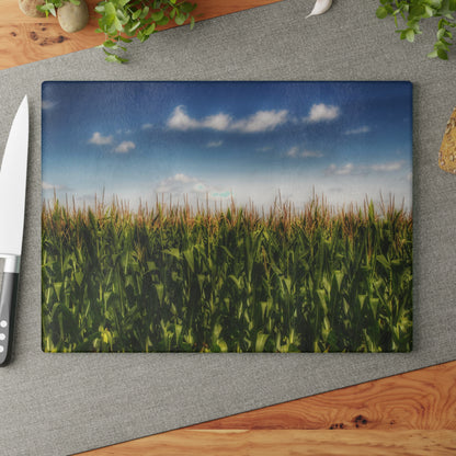 U R There Photography Sky-High Corn Rustic Farmhouse Tempered-Glass Cutting Board
