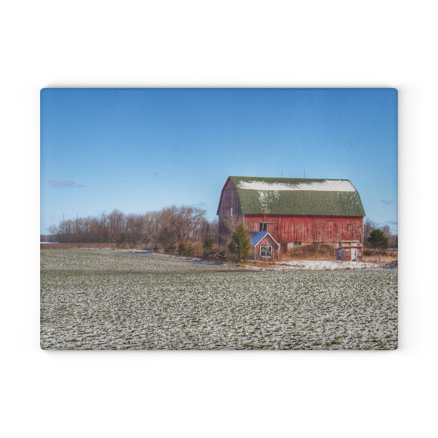 U R There Photography Early Spring Red II Rustic Farmhouse Tempered-Glass Cutting Board
