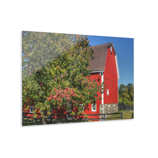 U R There Photography Oakwood Road Red Rustic Farmhouse Acrylic Wall Print