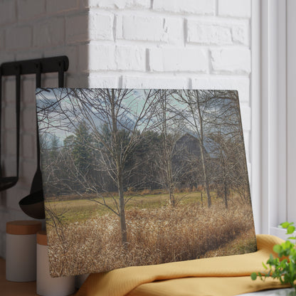 U R There Photography Speaker Road Hidden Grey Rustic Farmhouse Tempered-Glass Cutting Board