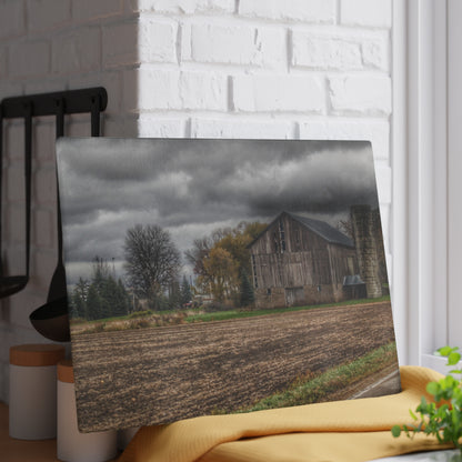 U R There Photography Gilford Grey II Rustic Farmhouse Tempered-Glass Cutting Board
