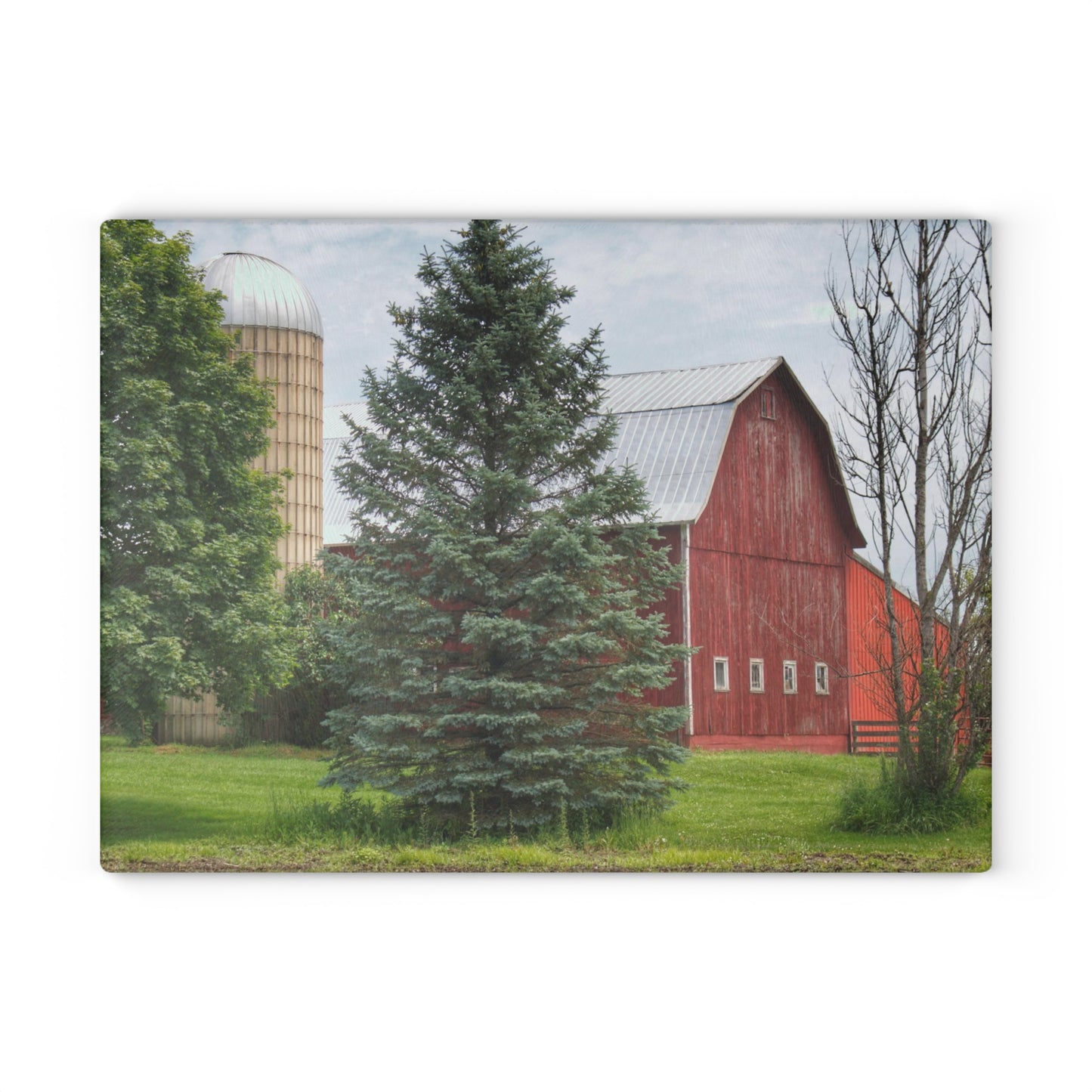 U R There Photography German Road Red I Rustic Farmhouse Tempered-Glass Cutting Board